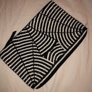 Black and white Beaded Clutch